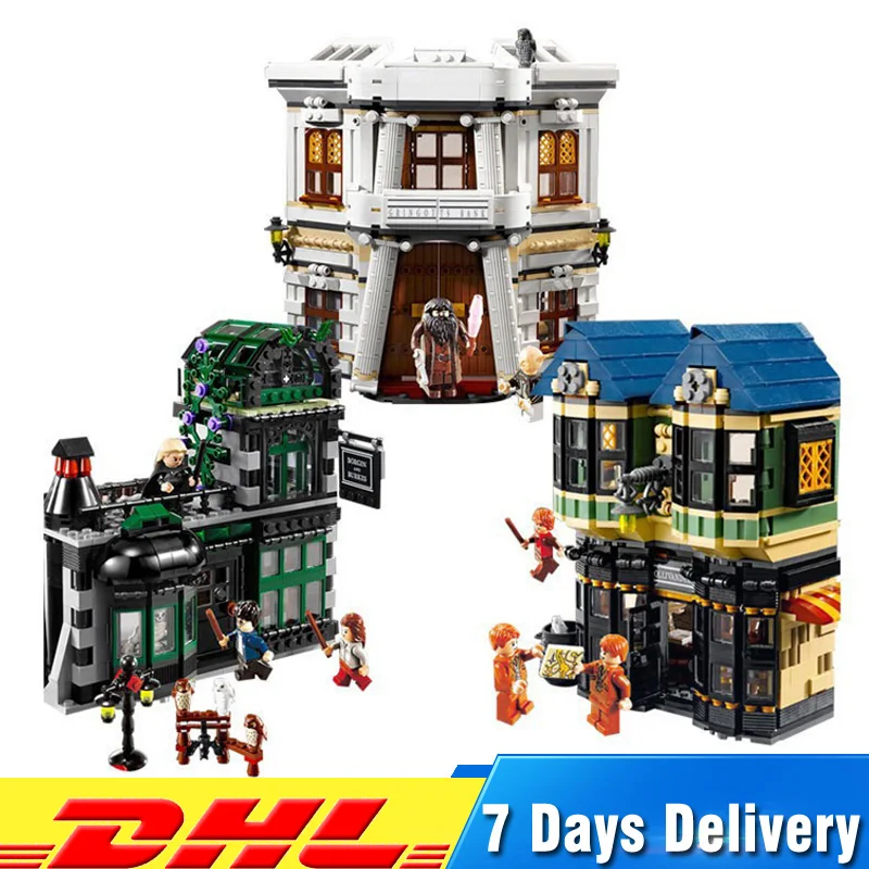 

In Stock Moc Legoings 10217 LEPIN 16012 2025pcs Movie Series The Diagon Alley Model Building Blocks Bricks Toys for Children