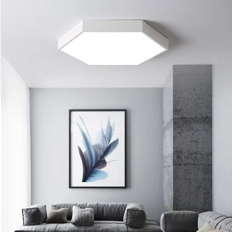Современные светодиодные потолочные лампы светильник для гостиной минималистичный пульт дистанционного управления ультра-тонкий шестигранный светильник с регулируемой яркостью