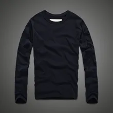 Осенняя и весенняя футболка с круглым вырезом, Мужская однотонная майка с длинным рукавом