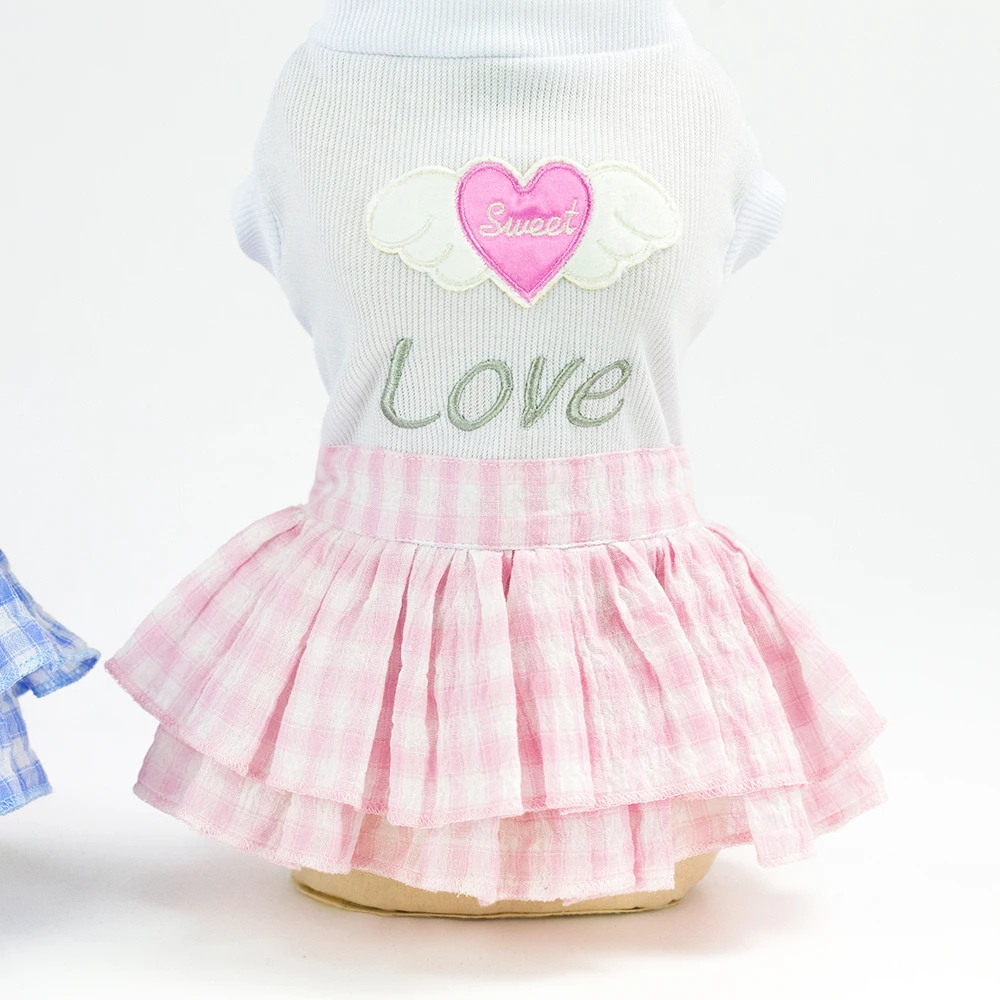 Dog Dress Clothes Love Heart Summer Stripe Skirt Dog Dresses for Small Dogs Pets Cats Puppy Cotton Clothing Fun and Cute (5)