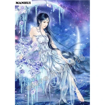 

DIY Diamond Painting Cross Stitch Kit 5D Diamond Embroidery The goddess of the moon Rhinestone Pasted Painting Crafts BEF080