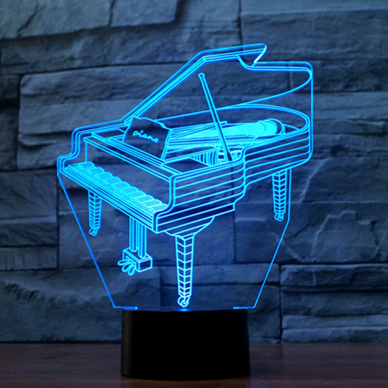 Music Instrument Retro Piano 3D USB LED Lamp 7 Colors Bulb Musician Gift Child Bedroom Decoration