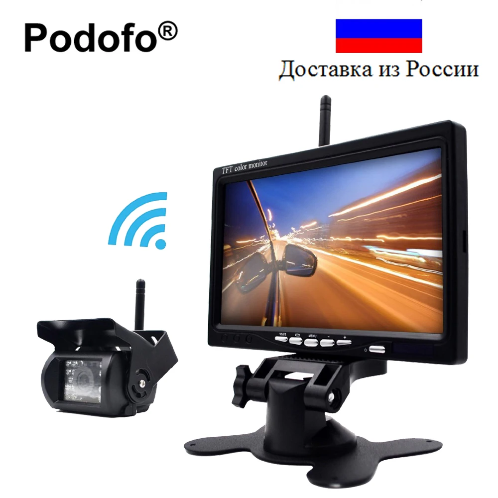 Podofo Wireless Reverse Reversing font b Camera b font IR Night Vision 7 Car Monitor for