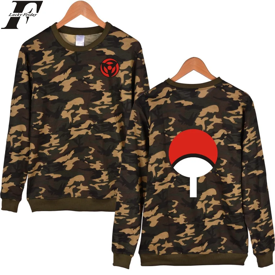 

LUCKYFRIDAYF Naruto Camouflage Capless Sweatshirt Men Hoodie Uchiha Syaringan Winter Hoodies Men Casual Classic Anime Clothes