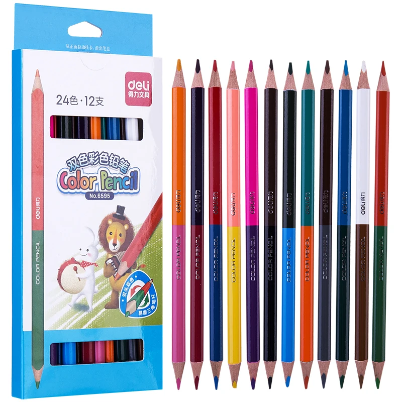 

Deli Double-ended Colored Pencil Children Painting Drawing Pencil Triangle Penholder Art Colored Pencil Coloring Painting Supply