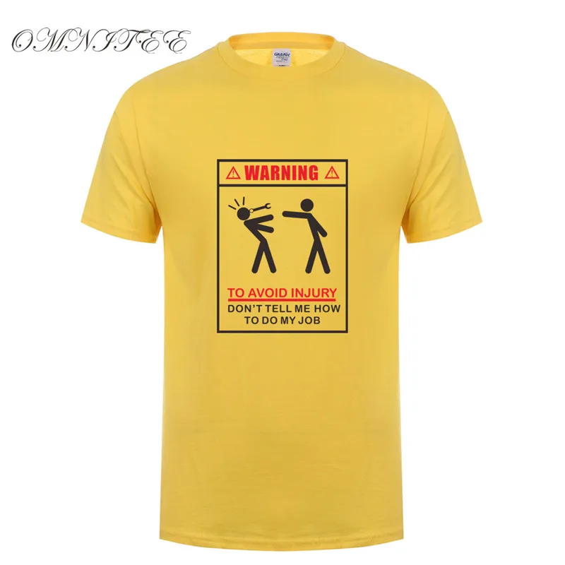 Предупреждение, чтобы избежать травм футболка Летняя мода короткий рукав хлопок механик инженер футболки для мужчин футболка OZ-167 - Цвет: as picture