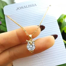 Шарм аксесуары Hot Sale Cute 18k Gold Silver Chain Necklace Crystal Zircon Lovely Owl Pendants Necklace Fine Jewelry For Women joyas CS13 бижутерия колье украшения украшение на шею