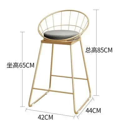 Простой барный стул из кованого железа, барный стул, золотой высокий стул, современный обеденный стул, железный стул для отдыха, скандинавский табурет - Цвет: A-Gold-65cm