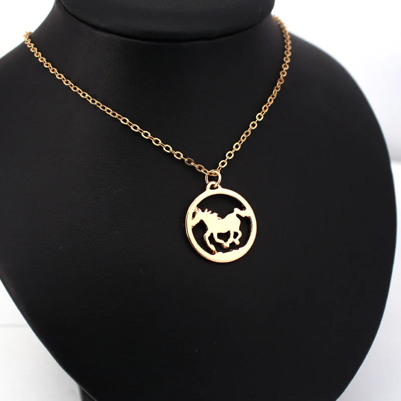 

hzew running horse pendant necklace round horse necklaces