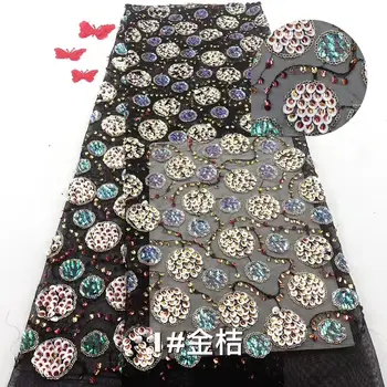 

Luxury African Laces Fabric with Sequins Embroidery 2019 High Quality Nigerian French Lace Fabric for Wedding Dress 5Yards A2198