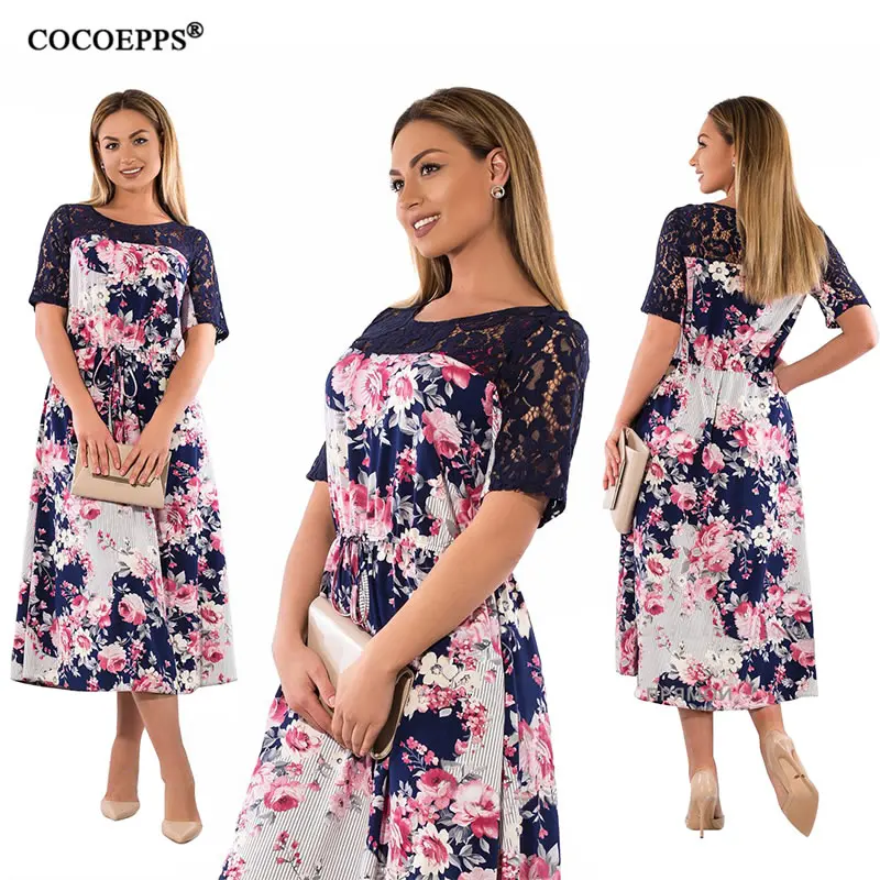 6XL-2018-summer-Lace-Patchwork-women-vestidos-big-sizes-vintage-casual-dress-Floral-print-long-dress (2)
