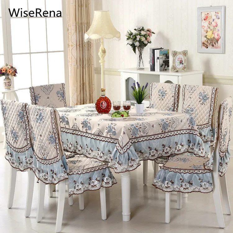 

Luxury Europe Table Cloth Satin Lace Fiber Dining Table Chair Cover Thickened Embroidery Tablecloth High Quality toalha de mesa