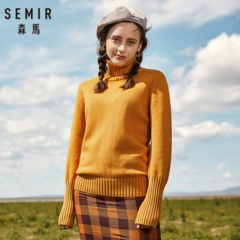 SEMIR Sweater Women 2018 Autumn Winter Cashmere Knitted Women Sweater Pullover Female High Neck Collar Jumper Pull Femme SEMIR Sweater Women 2018 Autumn Winter Cashmere Knitted Women Sweater Pullover Female High Neck Collar Jumper Pull Femme