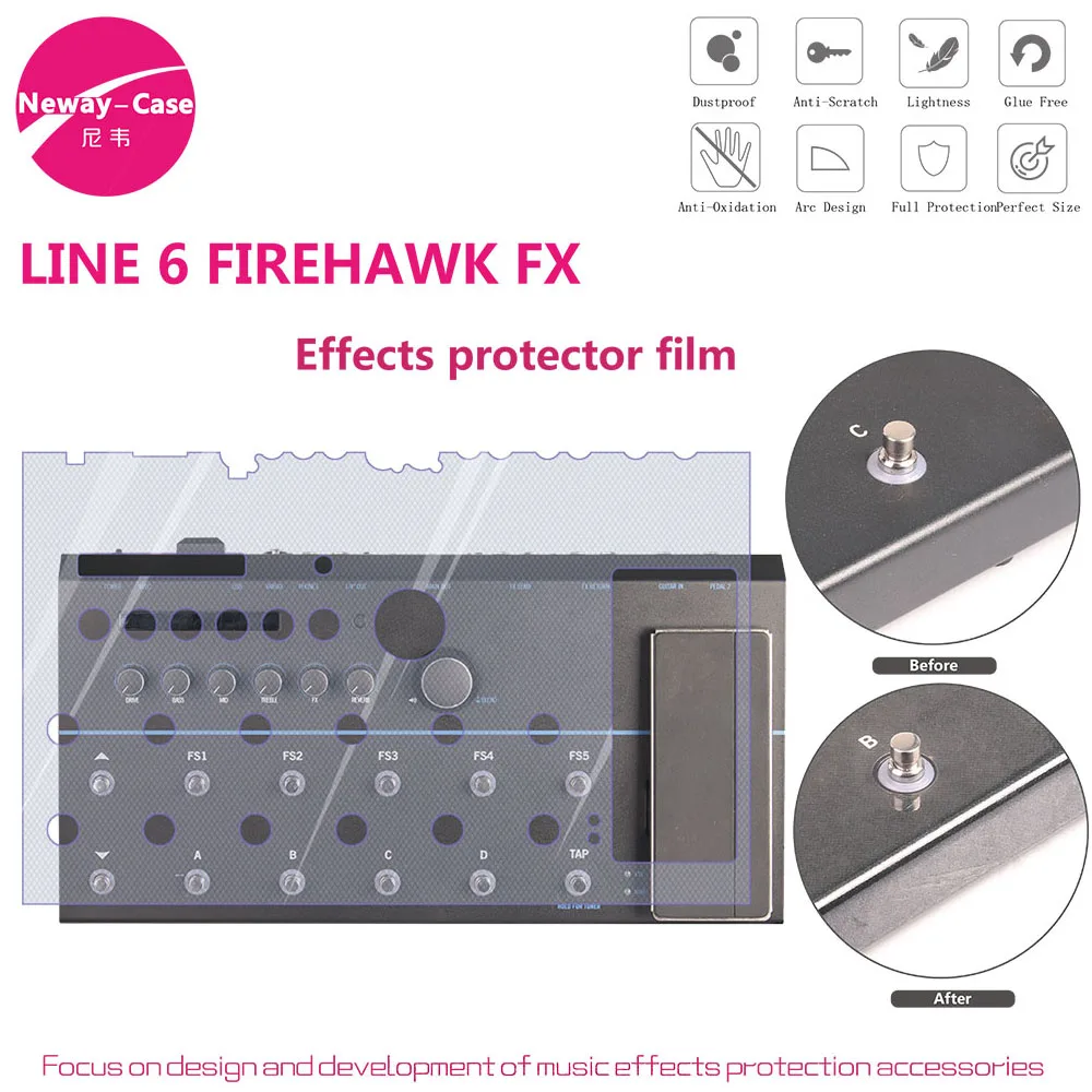 Neway-Case Electric Guitar Effect Film Protector For LINE 6 FIREHAWK FX Guitar Pedal Effects Accessories Neway-Case Electric Guitar Effect Film Protector For LINE 6 FIREHAWK FX Guitar Pedal Effects Accessories