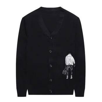 

2019 Men's sweater, long-sleeved sweater, youth cartoon pattern V collar sweater coat