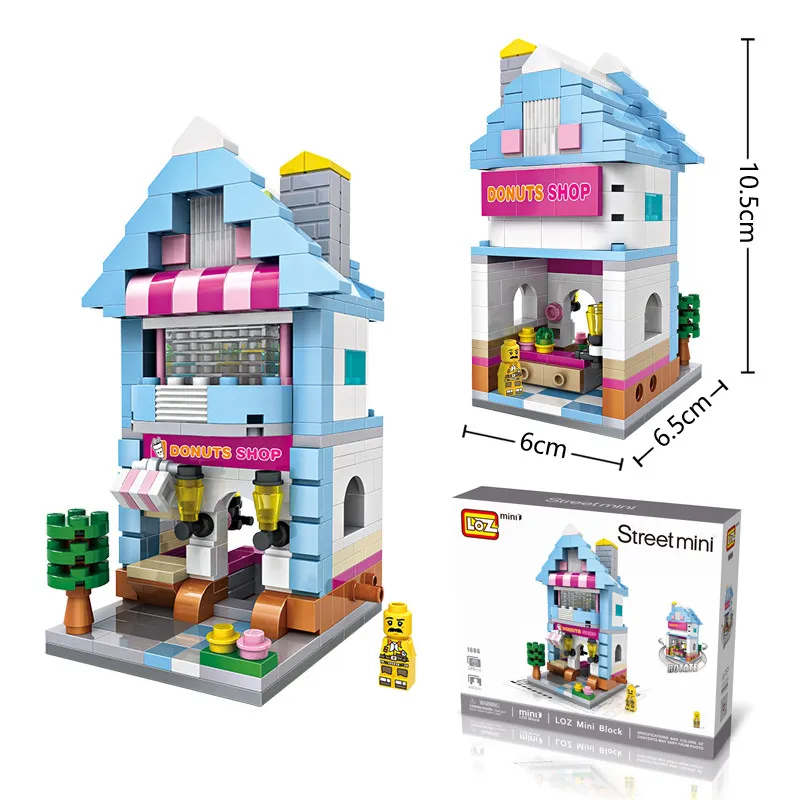 Лоз мини-блоки вид на город сцена Кофейня розничный магазин архитектурные модели и строительные викторины рождественские игрушки для детей - Цвет: Sweet shop