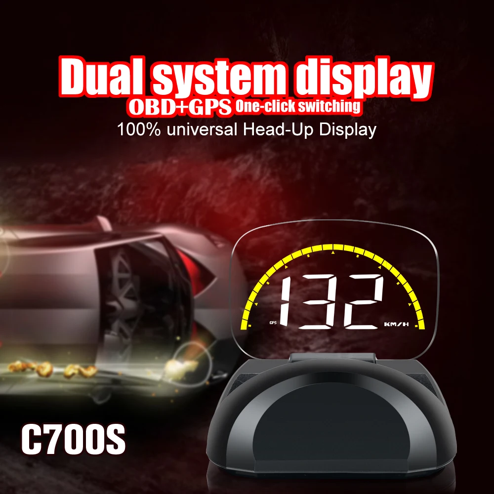 C700s автомобиля HUD Дисплей OBDII + GPS Системы превышение скорости Предупреждение