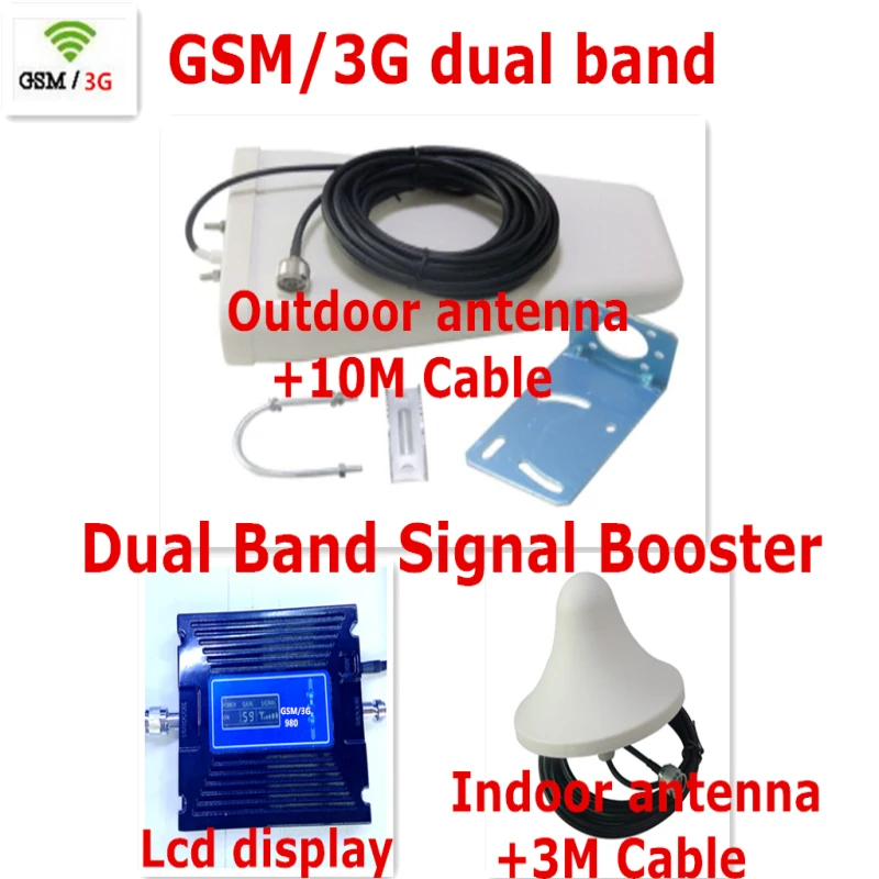 Lcd 3g W CDMA 2100 МГц + GSM 900 двухдиапазонный Celullar усилитель сигнала мобильный телефон