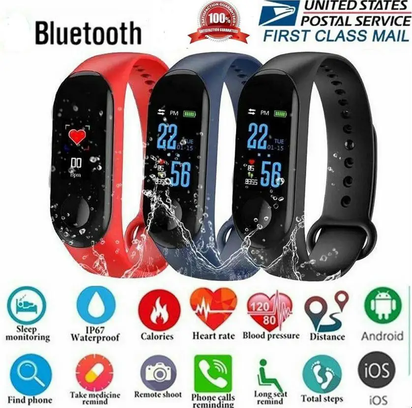 

NEW Smart Band Watch Wristband Sport Tracker Blood Pressure HeartRate Bracelet Fitness Tracker