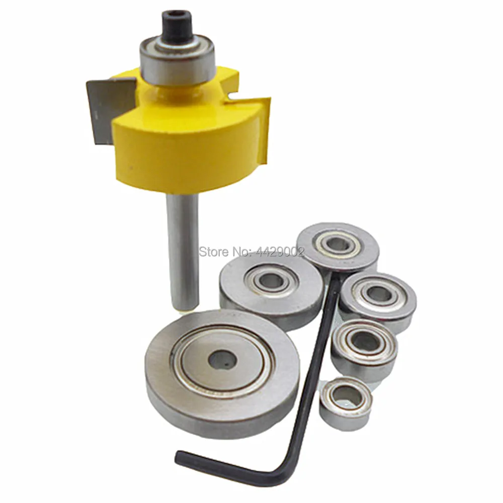 

Woodwork Milling Cutter 6 Bearings Rabbet Router Bit Bearing Set 1/4" Shank Tenon Cutter Cut Lap Joints Woodworking Drill Bit