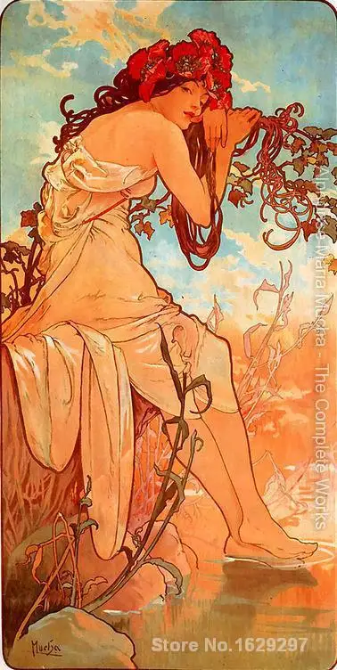 

Summer by Alphonse Mucha famous portrait artist High quality Hand painted