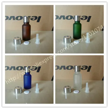 

20ml clear/brown/green/blue frosted Glass Bottle With aluminum shiny silver cap(lines)+clear insert.Oil vial,for Essential Oil