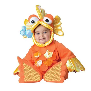 

New Gold Fish Baby Babygrow Outfit Kids Animal Toddler Fancy Dress Costume For Christmas Halloween