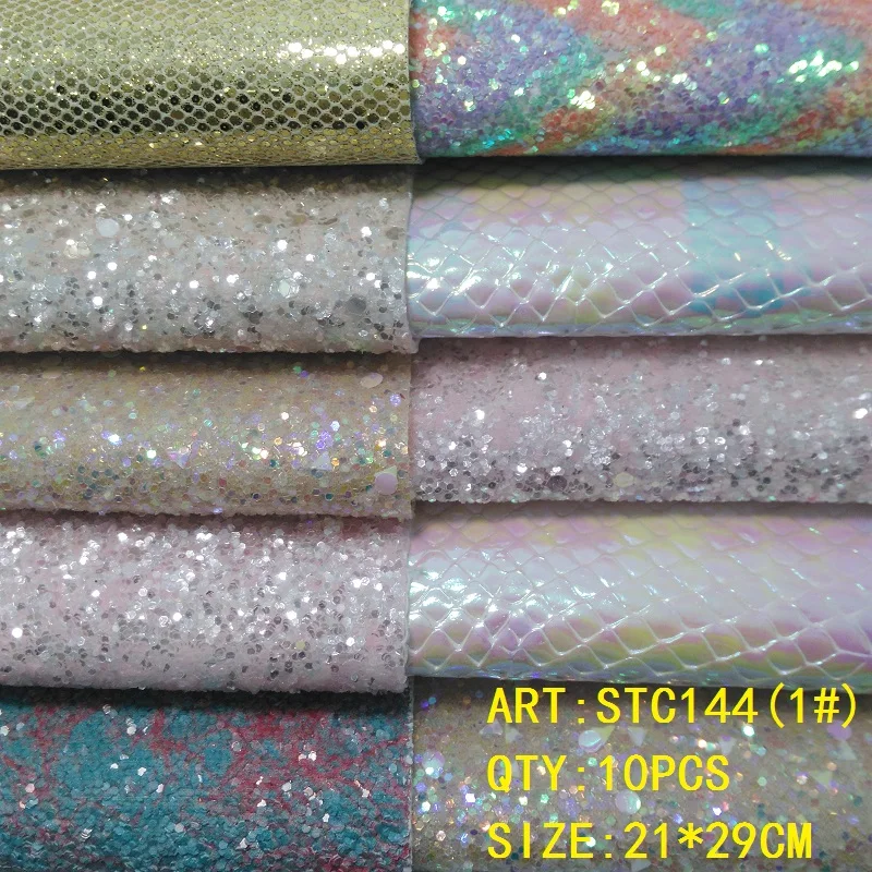 Прозрачный запас 1 комплект(10 шт.) 21X29 см Alisa Glitter Cuero Sintetico блестящая кожа для DIY аксессуары для волос ремесло STC144