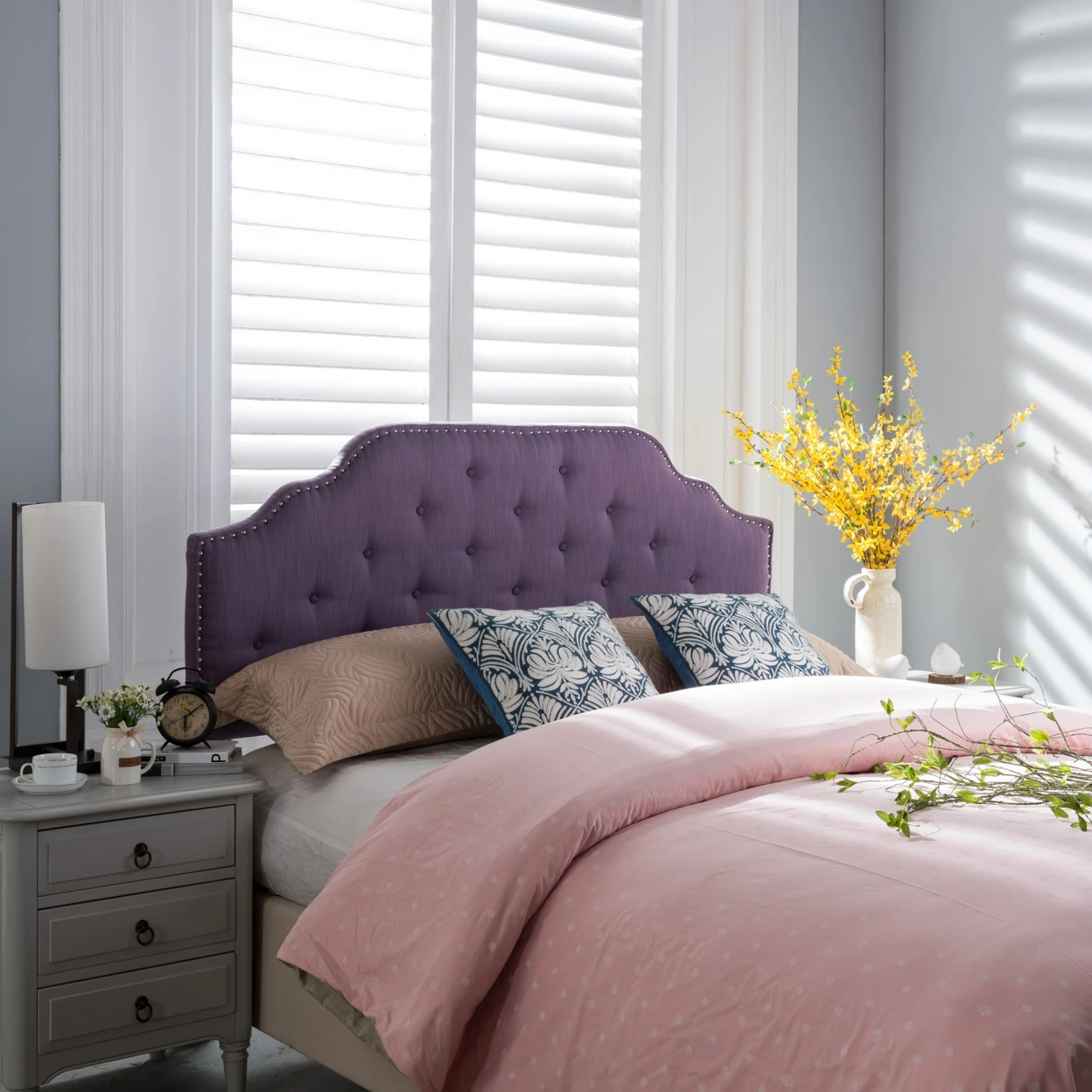 Buy Luella Purple Fabric Tufted Queen/Full Headboard
