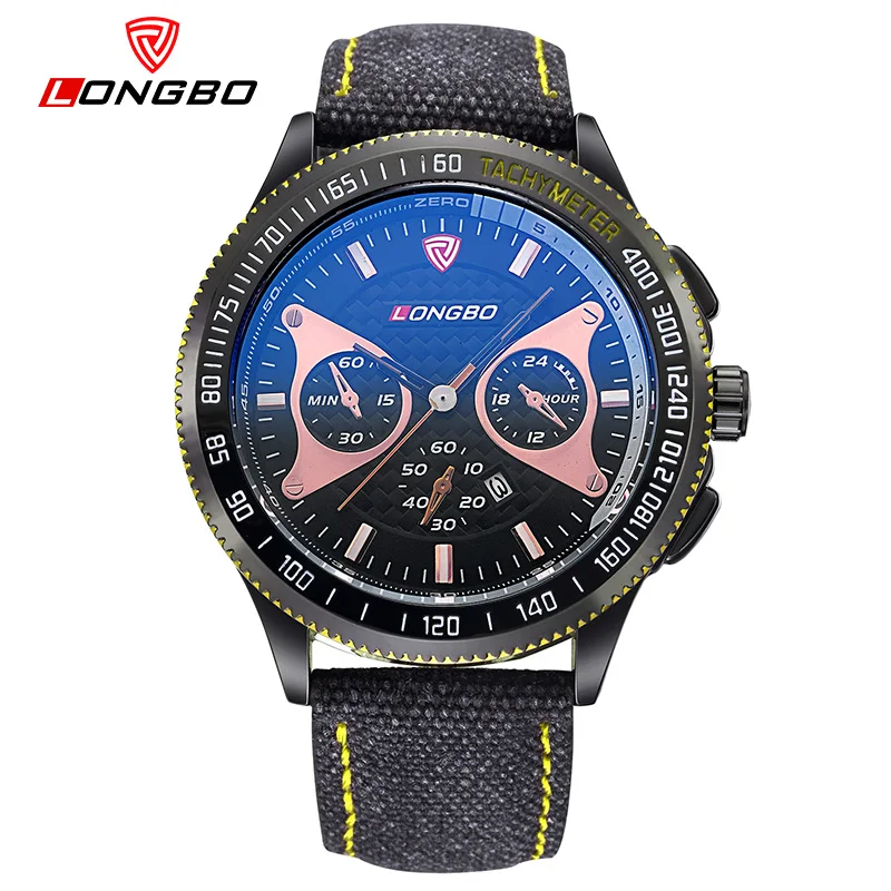 LONGBO Элитный бренд Для мужчин кожа часы спортивные кварцевые часы Для мужчин мужской Повседневное часы военные часы Relogio Masculino Hombre 80183