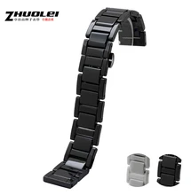 High quality Ceramic Black strap bracelet band women men 14mm 16mm 18mm 20mm ceramic watch band FOR samsung gear S2