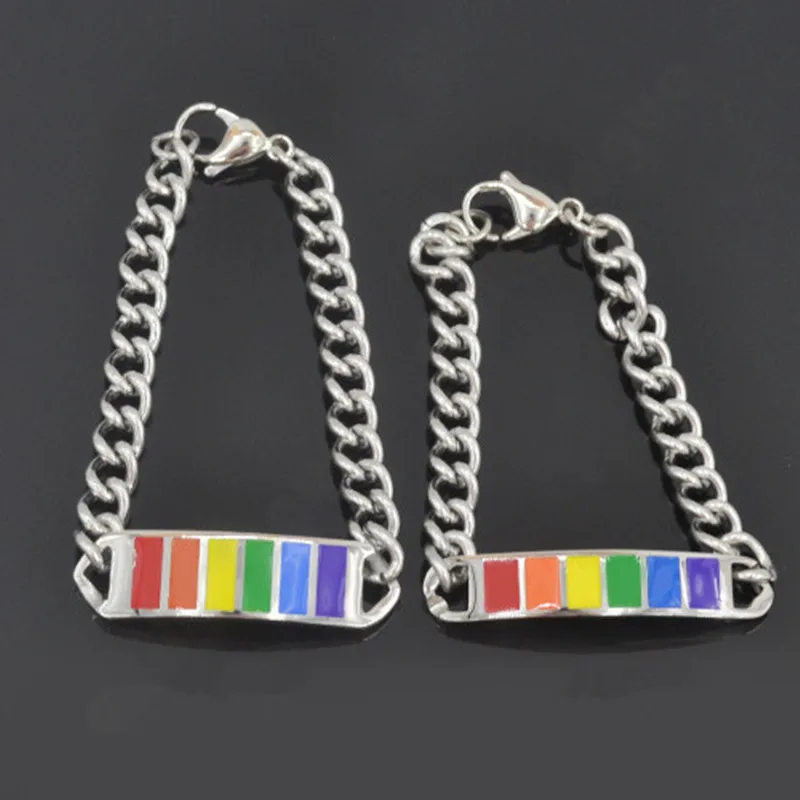 Men's Stainless Steel Charm Bracelet Gay Pride Gay Lesbian Love LGBT