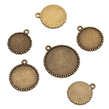 10 pcs Antique Bronze Pingente Base de Dados Em Branco 16/18/20/25mm Cabochão Base de dados de Configuração Pingente para colar de vidro Cabochão Cameo DIY