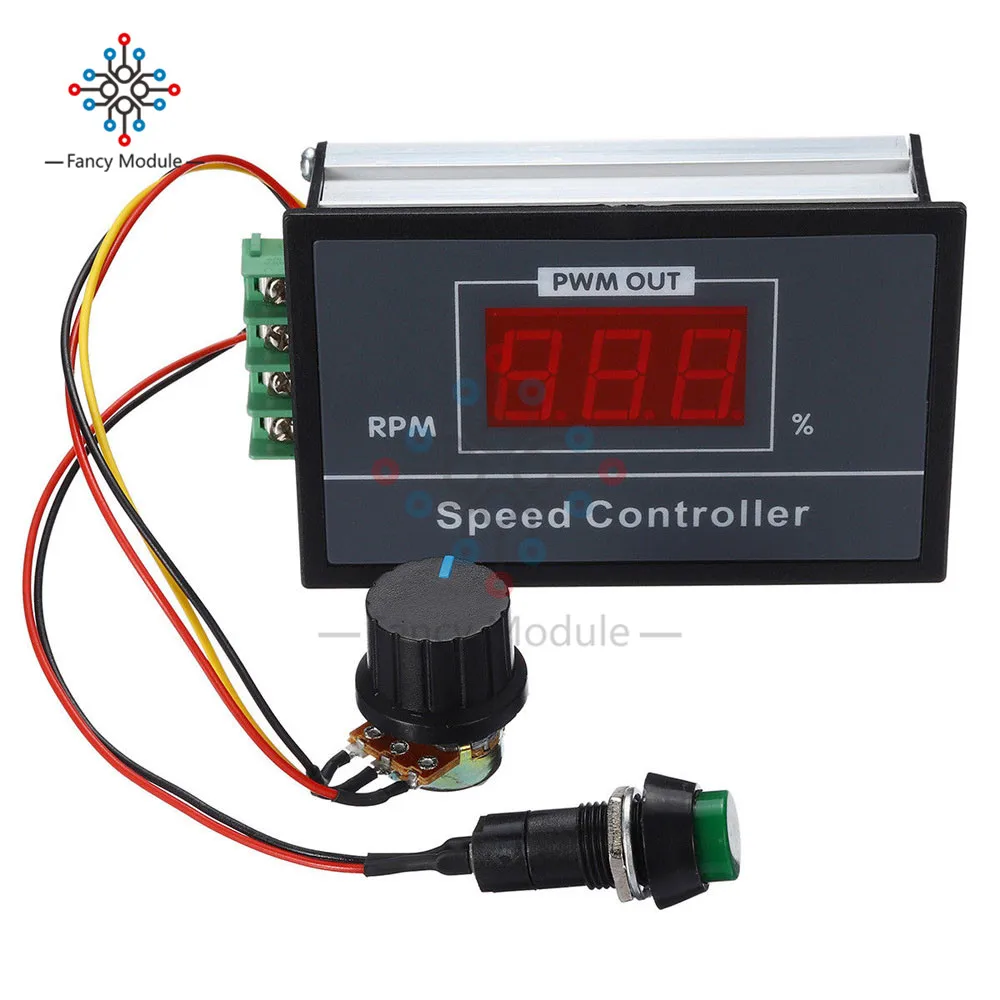 Цифровой светодиодный дисплей 30 A 0- Регулируемый переменный ток 6 в 12 В 24 в 48 в регулятор скорости двигателя ШИМ с переключателем и потенциометром