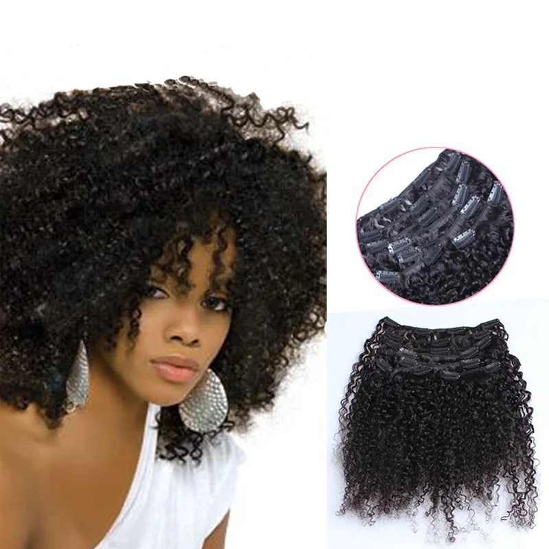

Afro Kinky Curly Clip In Hair Extensions 10PCS 220G Full Head Clip In Human Hair Extensions Virgin Hair Black Clip In Extensions
