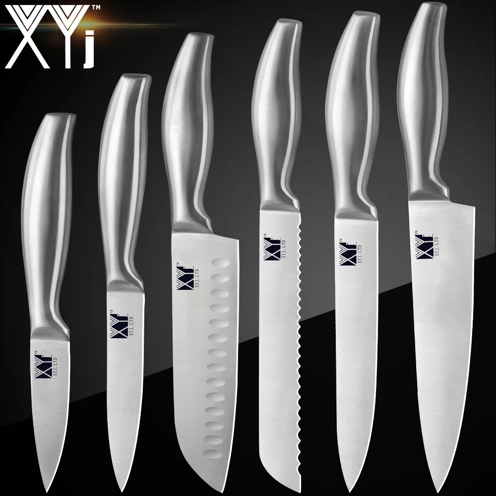 

XYj Chef Stainless Steel Kitchen Knives Set Meat Cutter Paring Utility Santoku Chef Slicing Bread Integration Knife Accessories