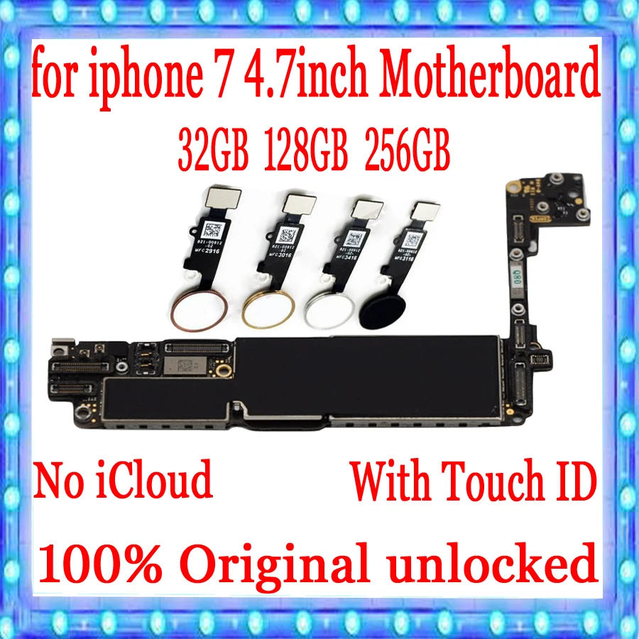 For iPhone 7 4.7inch Original Unlocked Motherboard With Touch ID with Free iCloud For iPhone 7 Main