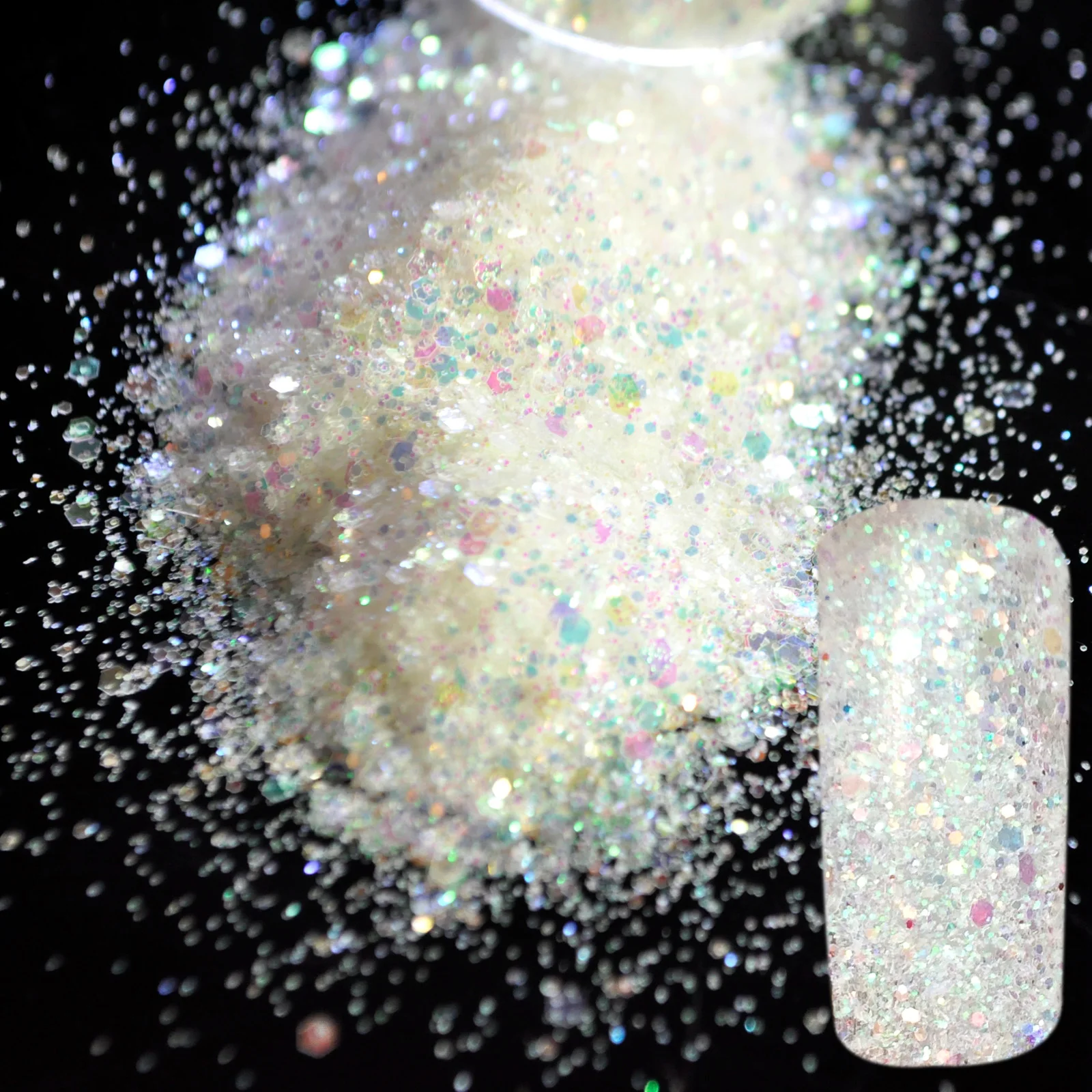 

Sparkle Clear White Makeup Glitter Nail Art Design DIY Glitter Mix Size Manicure 3D Powder Abalone Sequins Nail Product 260