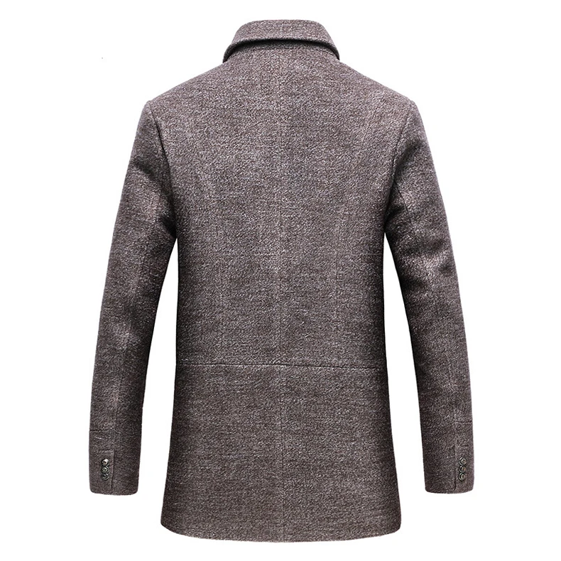 Winter Fashion Business Men's Casual Wool Trench Long Thicken Slim Overcoat Jacket Male woolen tweed windbreake Coat