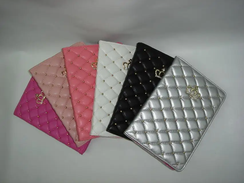 

2017 Smart Case For IPad Air2/6 For iPad Air2/6 9.7" Fashion Crown Grid Style PU Leather Cover for iPad Air2/6+pen