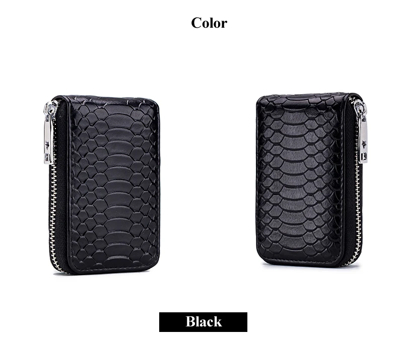 Lomelobo Unisex Serpentine Card Holder Split Leather Women Men Credit ID Business Cards Wallet Fashion Bank Cards bag Coin Purse HCL7148 Details (12)