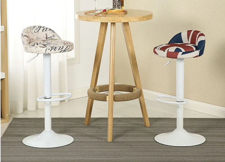 Adjustable Height 360 degrees Rotation Bar Stool Chair Vintage Rotating bar chair linen/pu leather Bar Furniture