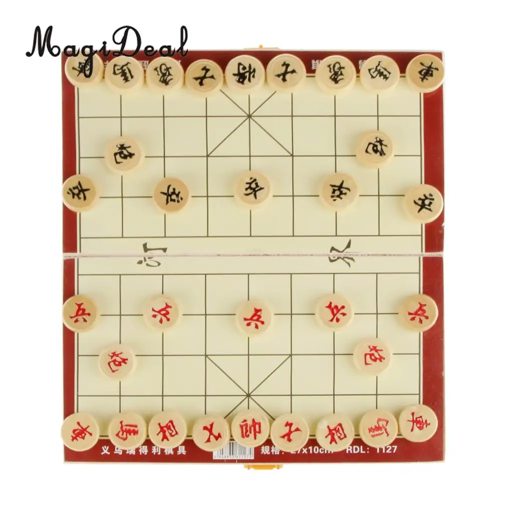MagiDeal Portable 4.8 x 13.6 x 3.3cm Folable Wooden Traditional Chess Travel Set Chess Game Kids Gift Funny Sports Entertainment