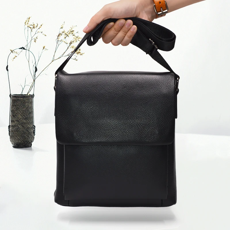  TIANHOO 100% genuine leather messenger bag men genuine leather bag Litchi pattern crossbody flap sh - 32896702801