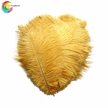 

WCFeatherS 50pcs/lot Golden Ostrich Feathers 10-12inches Dyed feathers DIY Jewelry Craft Making Wedding Party Decoration Plume
