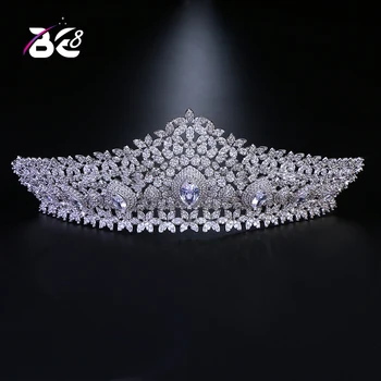 

Be 8 Luxury Large AAA Cubic Zircon Wedding Pageant Headband Tiaras and Crown Women Hair Accessories for Bridal Gifts H050