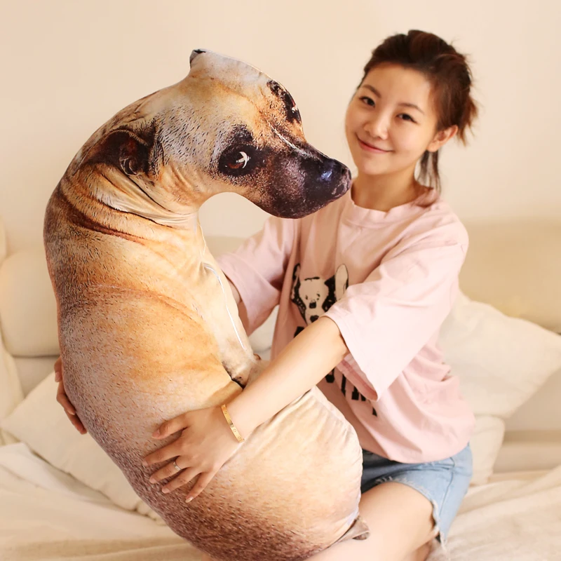 3D Dog Throw Pillow Simulation Animal Plush Toy For Couch Living