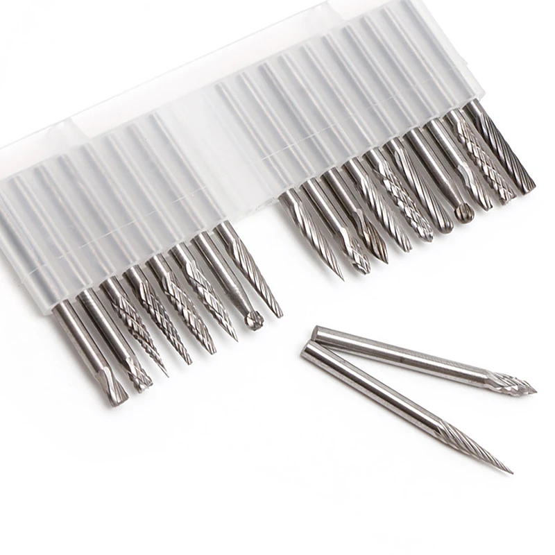 20pcs 1//8/" 3mm Tungsten Carbide Burr Cutter Rotary Point Bit Set CNC Engrave CED