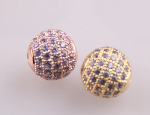 

MOODPC 10 mm DIY CZ Brass Metal Micro Pave Cubic Zirconia Disco Ball Round spacer beads