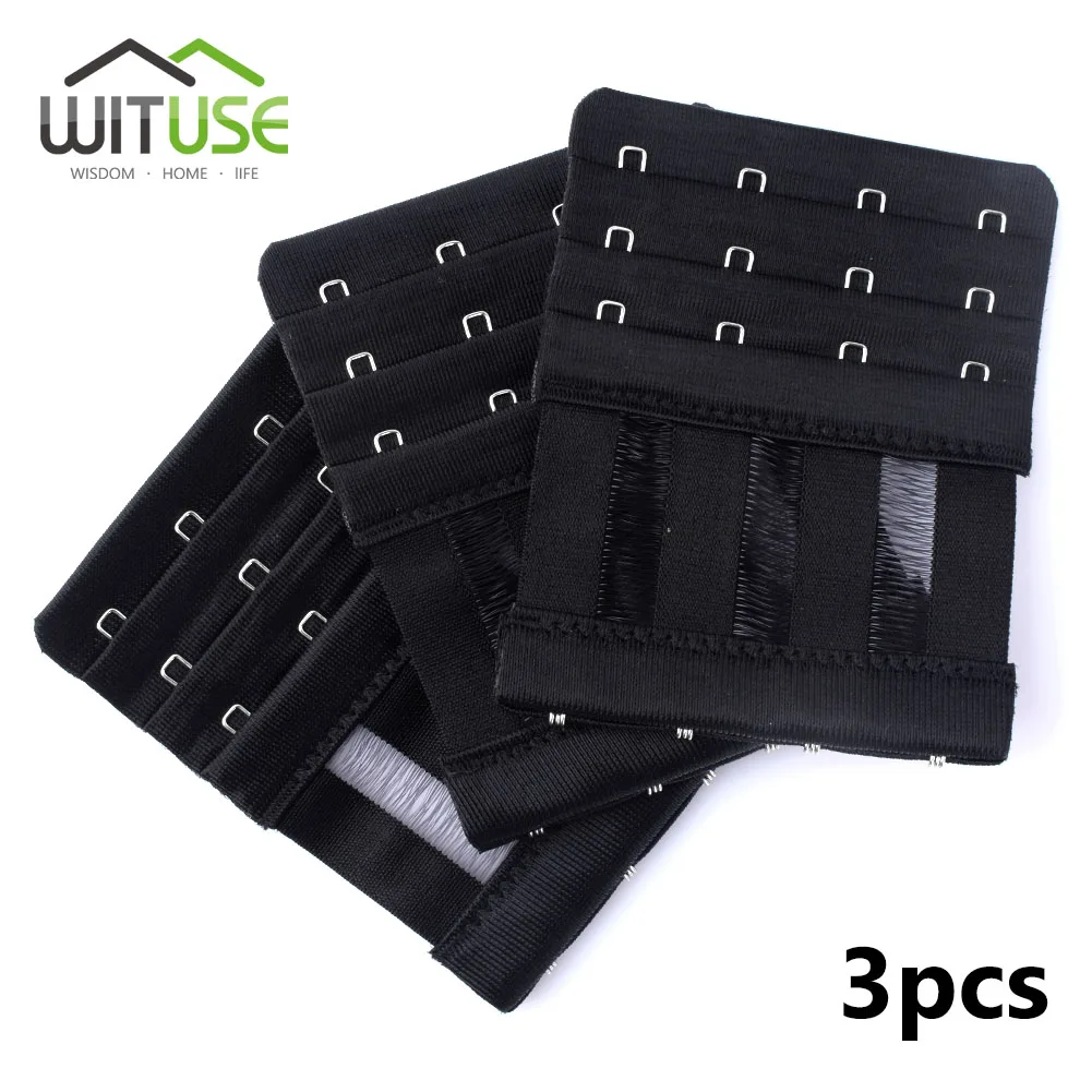 Black 3Pcs Эластичный проектор с WiFi бюстгальтер для самостоятельного использования 3 ряд 4, крючки, станок и престарелых леди Замена застежка швейная инструмент Аксессуары для нижнего белья - Цвет: Black 3Pcs